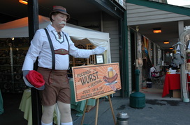 Mark Clark of Aardvark Entertainment as the Bavarian Style pie man living statue with sausage platter.